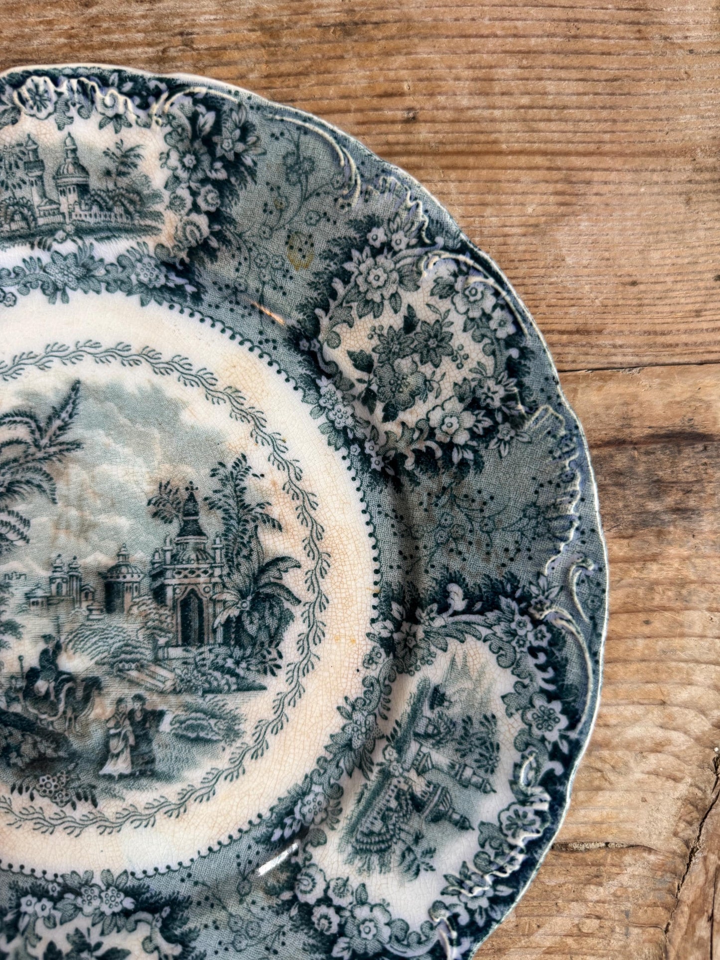 Antique New Wharf Oriental Blue Ironstone Plate Transferware Dinner