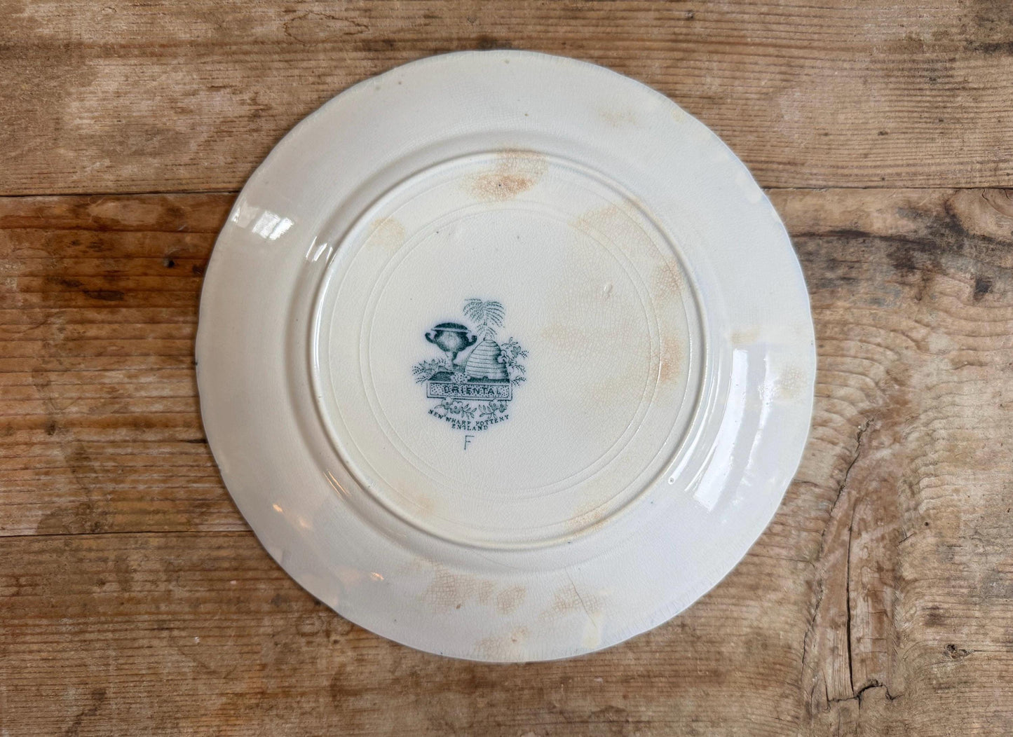 Antique New Wharf Oriental Blue Ironstone Plate Transferware Dinner