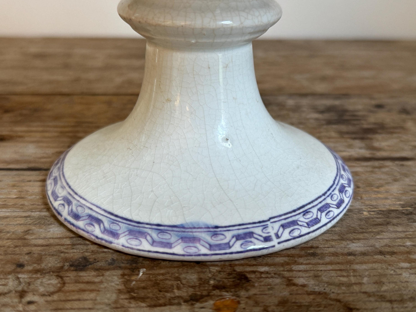 Antique Purple Raised Ironstone Compote Dish Stained Crazing Bowl Plate Small Serving Piece