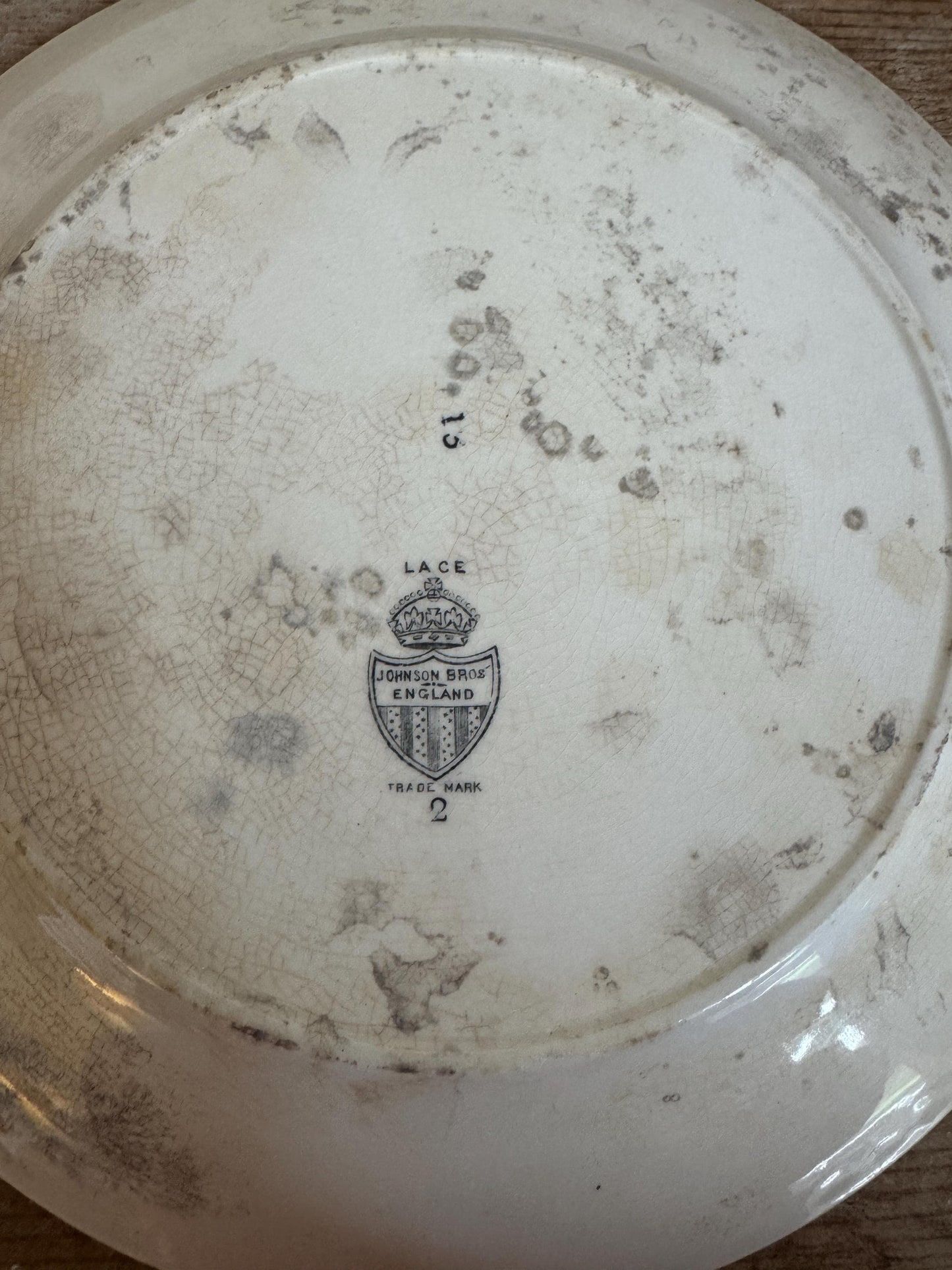 Antique Johnson Bros Lace Black Ironstone Plate Transferware Dinner