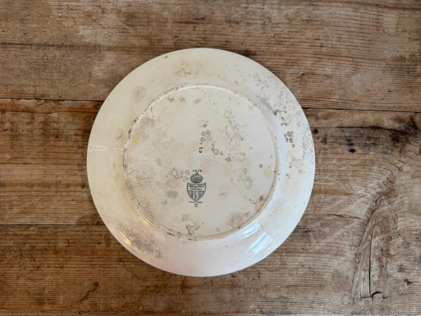 Antique Johnson Bros Lace Black Ironstone Plate Transferware Dinner
