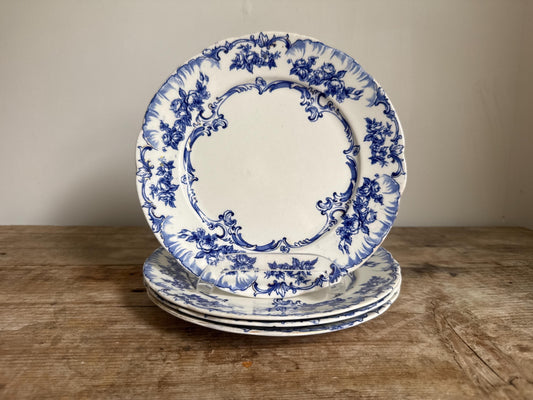Lorraine by Ridgways Plate Lot of 4 Blue and White Ironstone