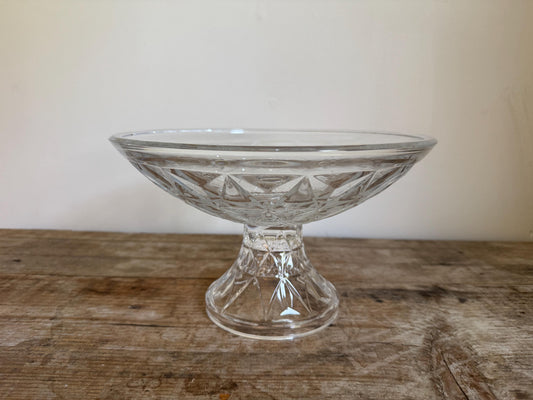 Vintage Towle Lead Crystal Diamond Fruit Compote Bowl Plate Small Serving Piece