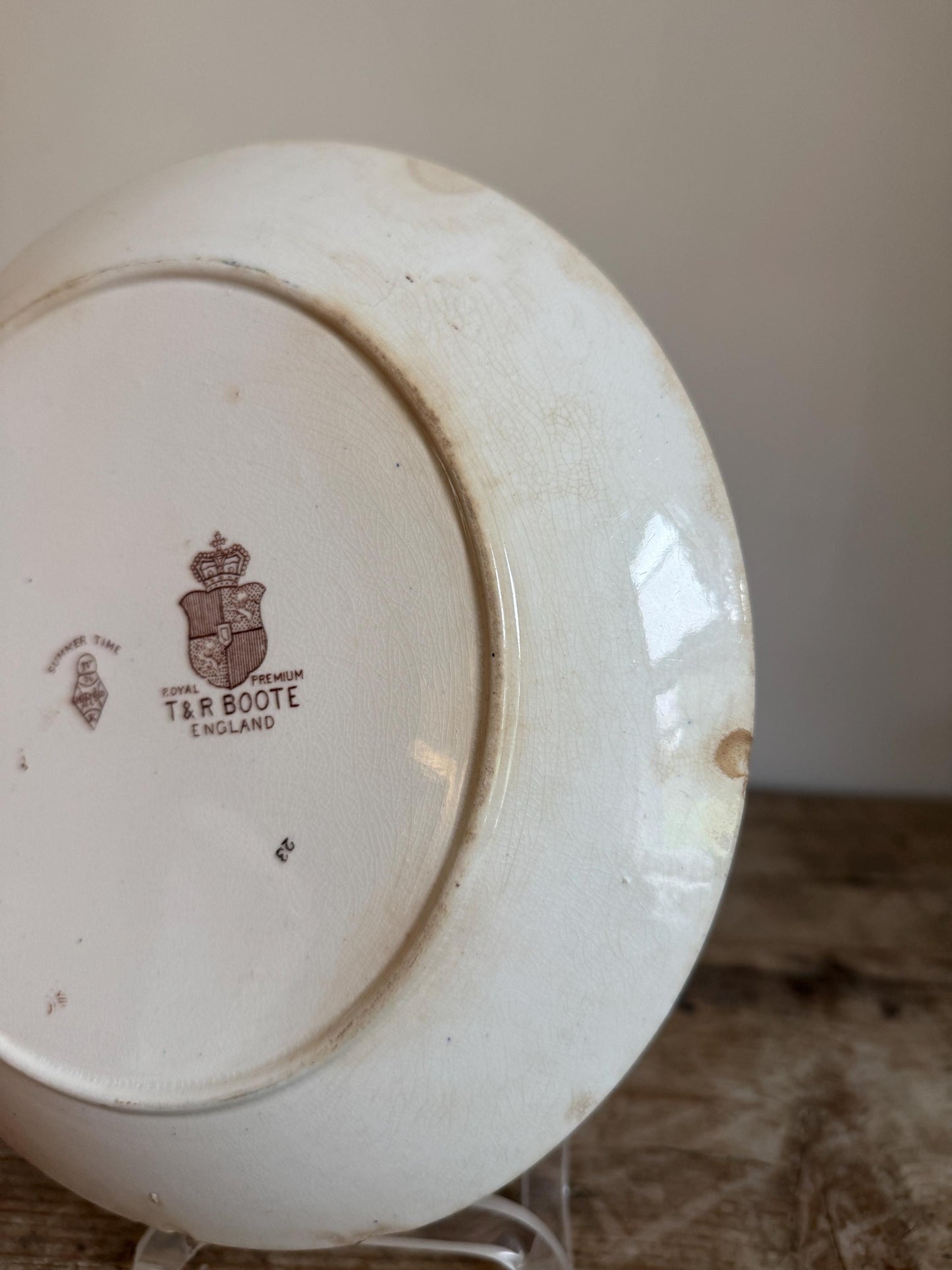 T&R Boote Antique Summer Time Brown Ironstone Plate Transferware Dinner