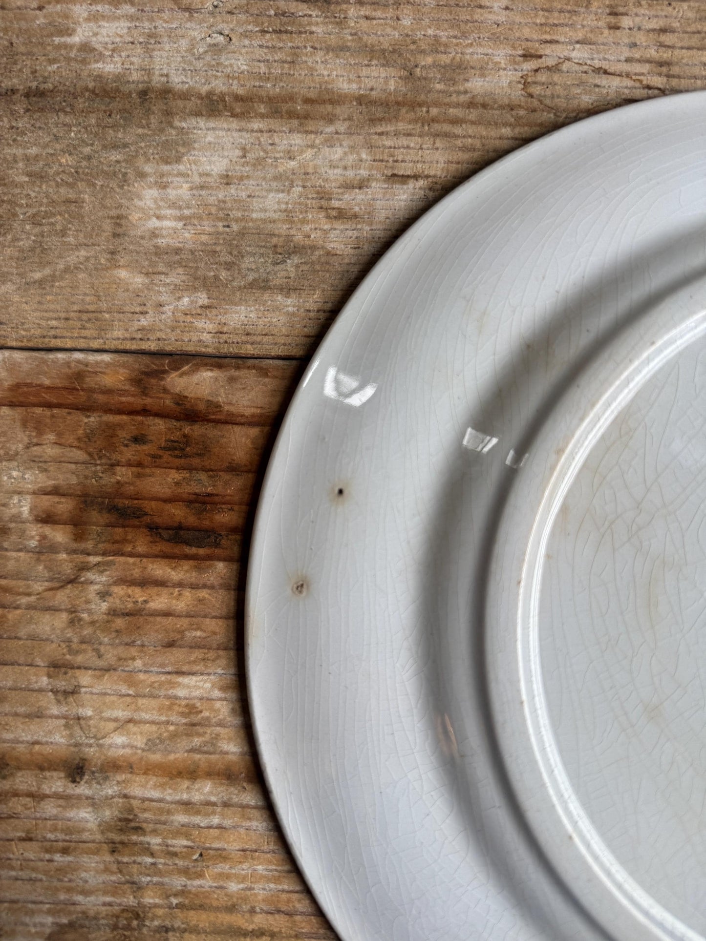 Antique Elsmore & Forster Ironstone White Ironstone Crazing Plate Dinner Serving Piece Ironstone