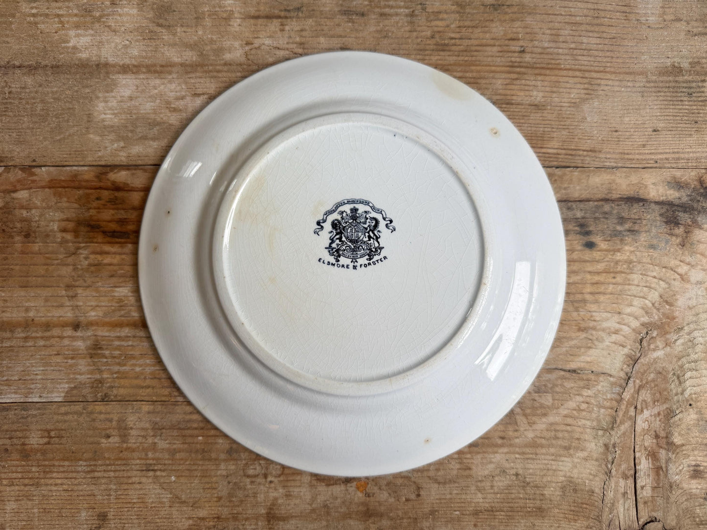 Antique Elsmore & Forster Ironstone White Ironstone Crazing Plate Dinner Serving Piece Ironstone