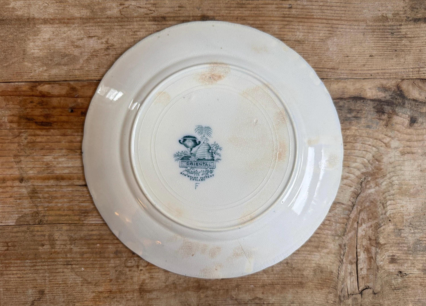 Antique New Wharf Oriental Blue Ironstone Plate Transferware Dinner