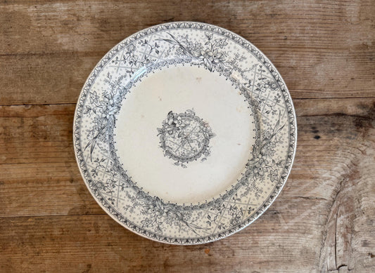 Antique Johnson Bros Lace Black Ironstone Plate Transferware Dinner