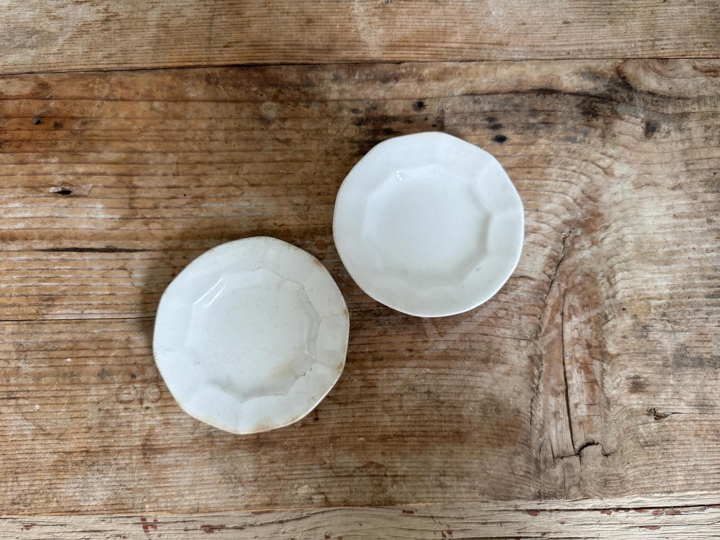 Antique James Edwards Ironstone Butterpat Childs Plate Lot of 2