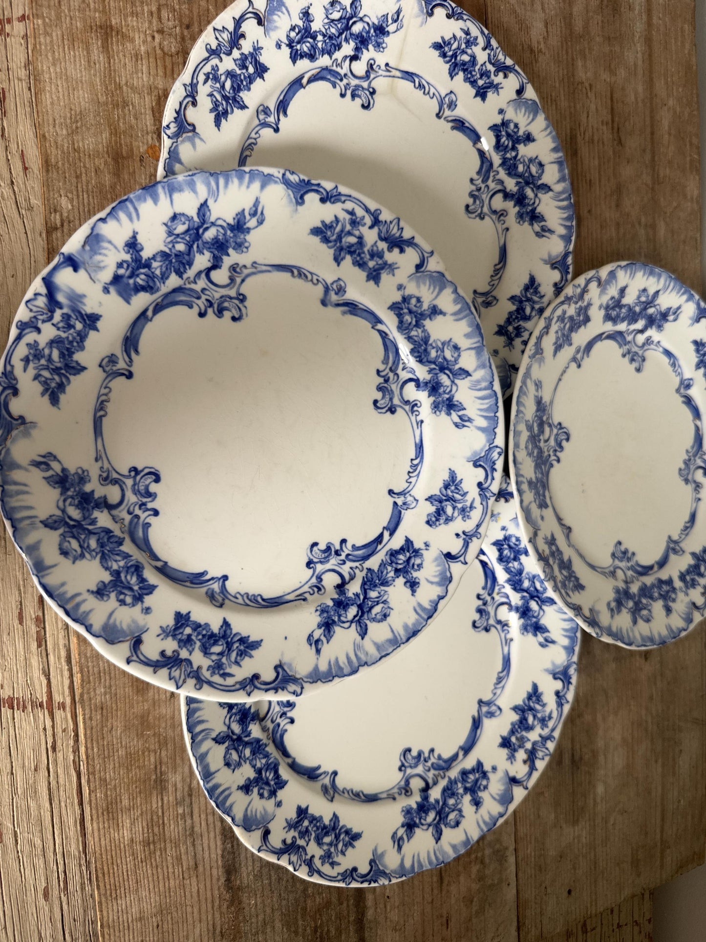 Lorraine by Ridgways Plate Lot of 4 Blue and White Ironstone