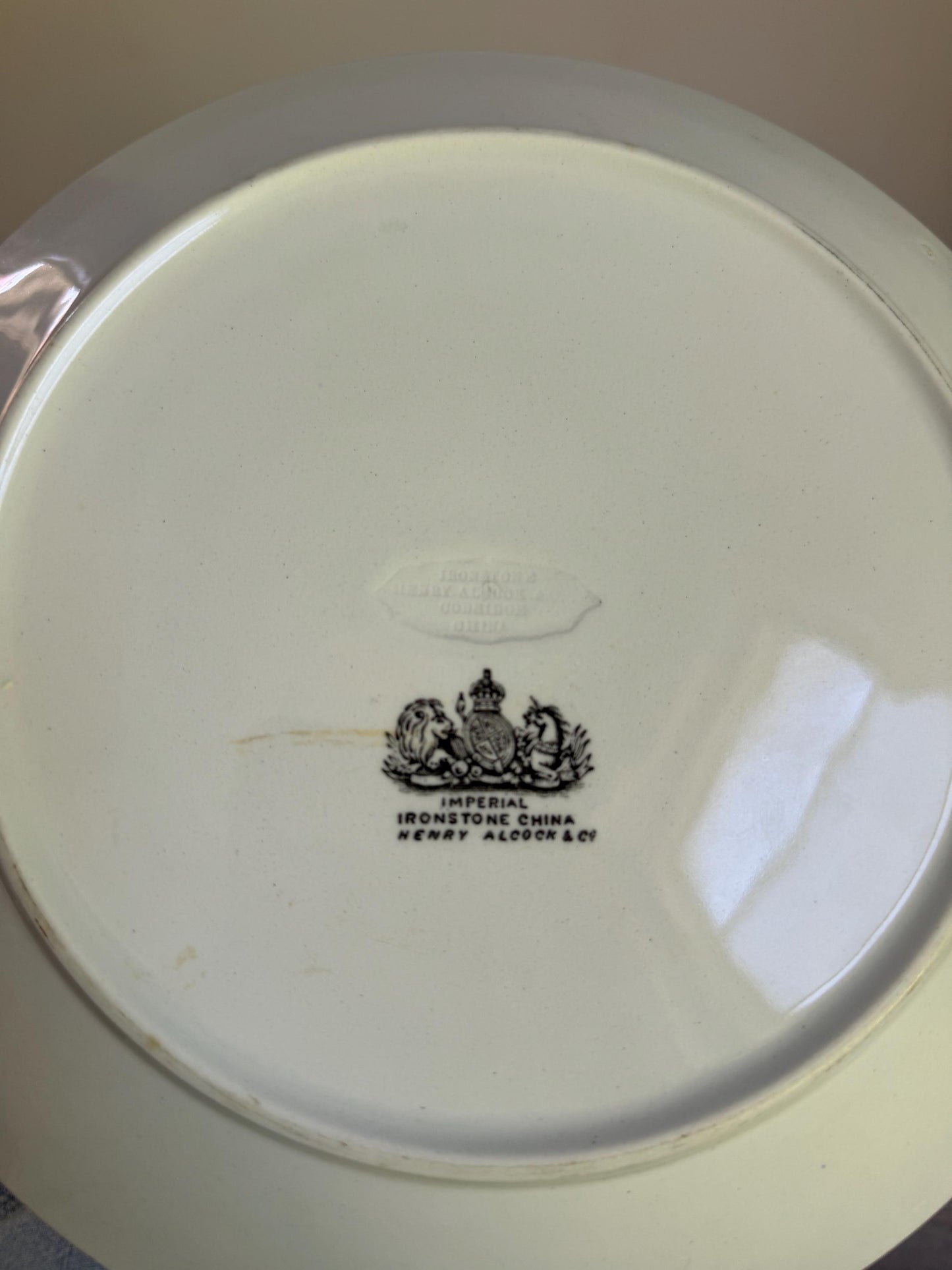 Antique Henry Alcock Imperial Ironstone White Ironstone Crazing Chunky Plate Dinner Serving Piece Ironstone