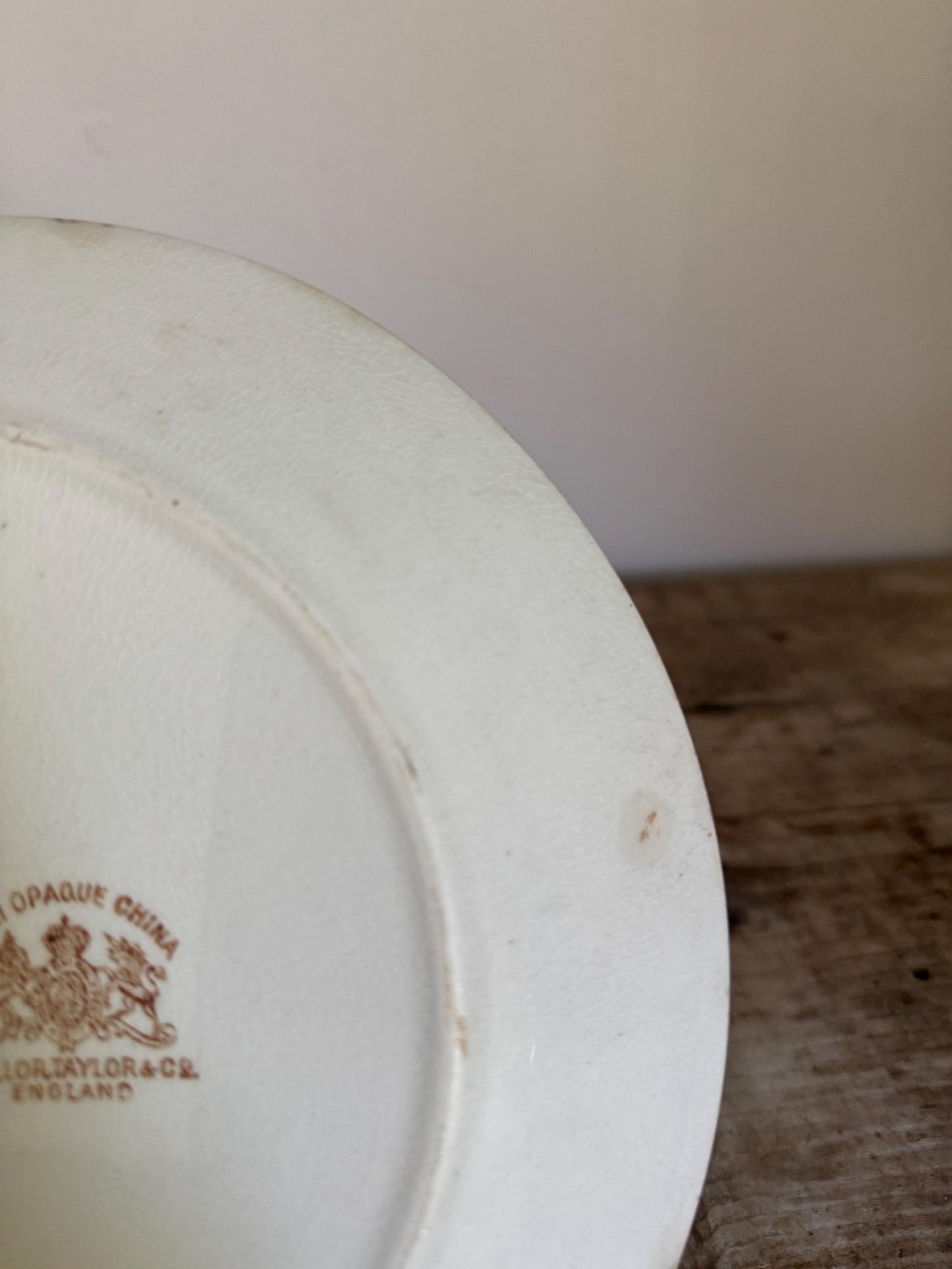 Antique Mellor Taylor Co. Ironstone White Ironstone Crazing 10" Chunky Plate Dinner Serving Piece