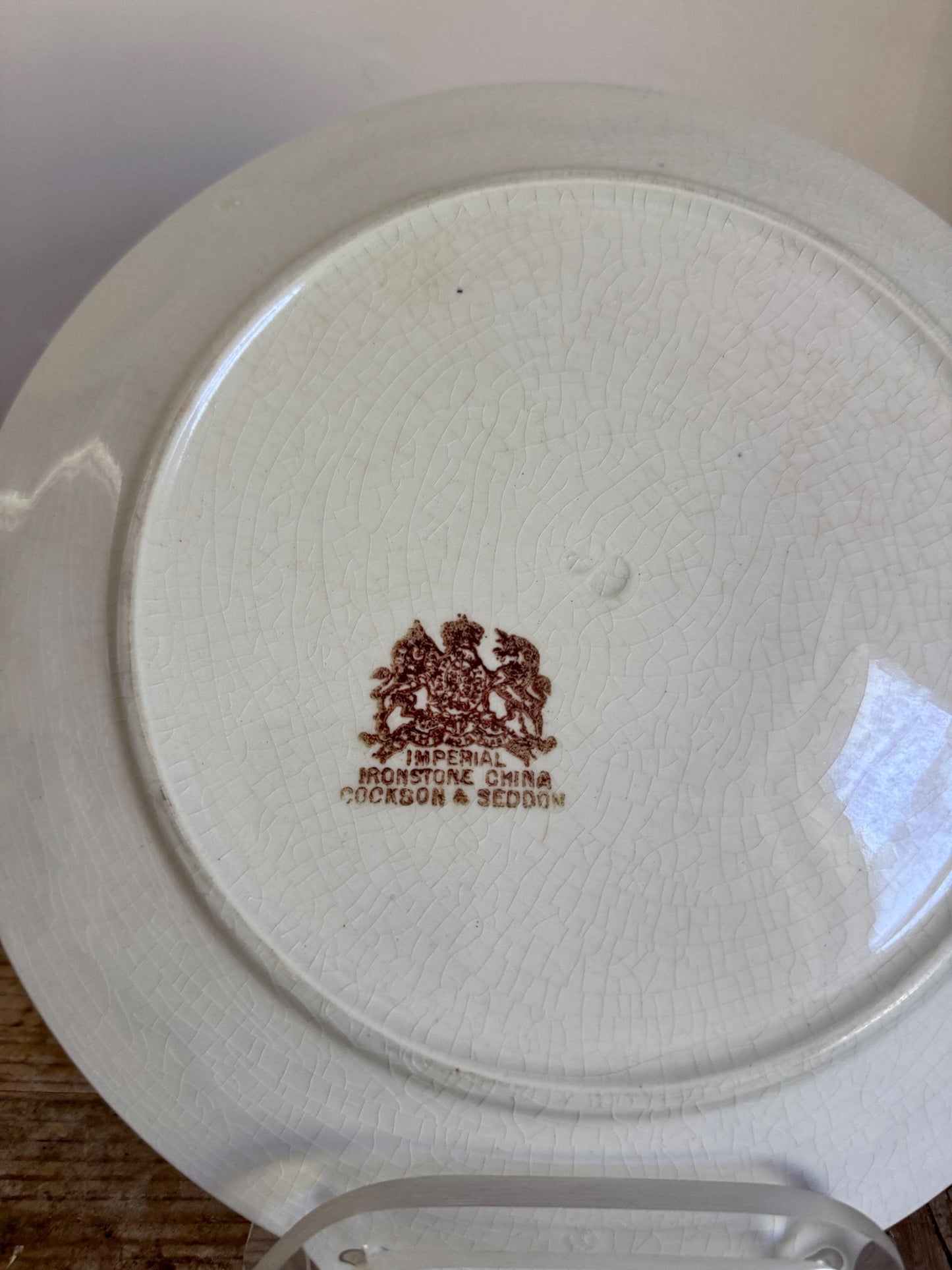 Antique Imperial Cockson & Seddon Ironstone White Ironstone Crazing Chunky Plate
