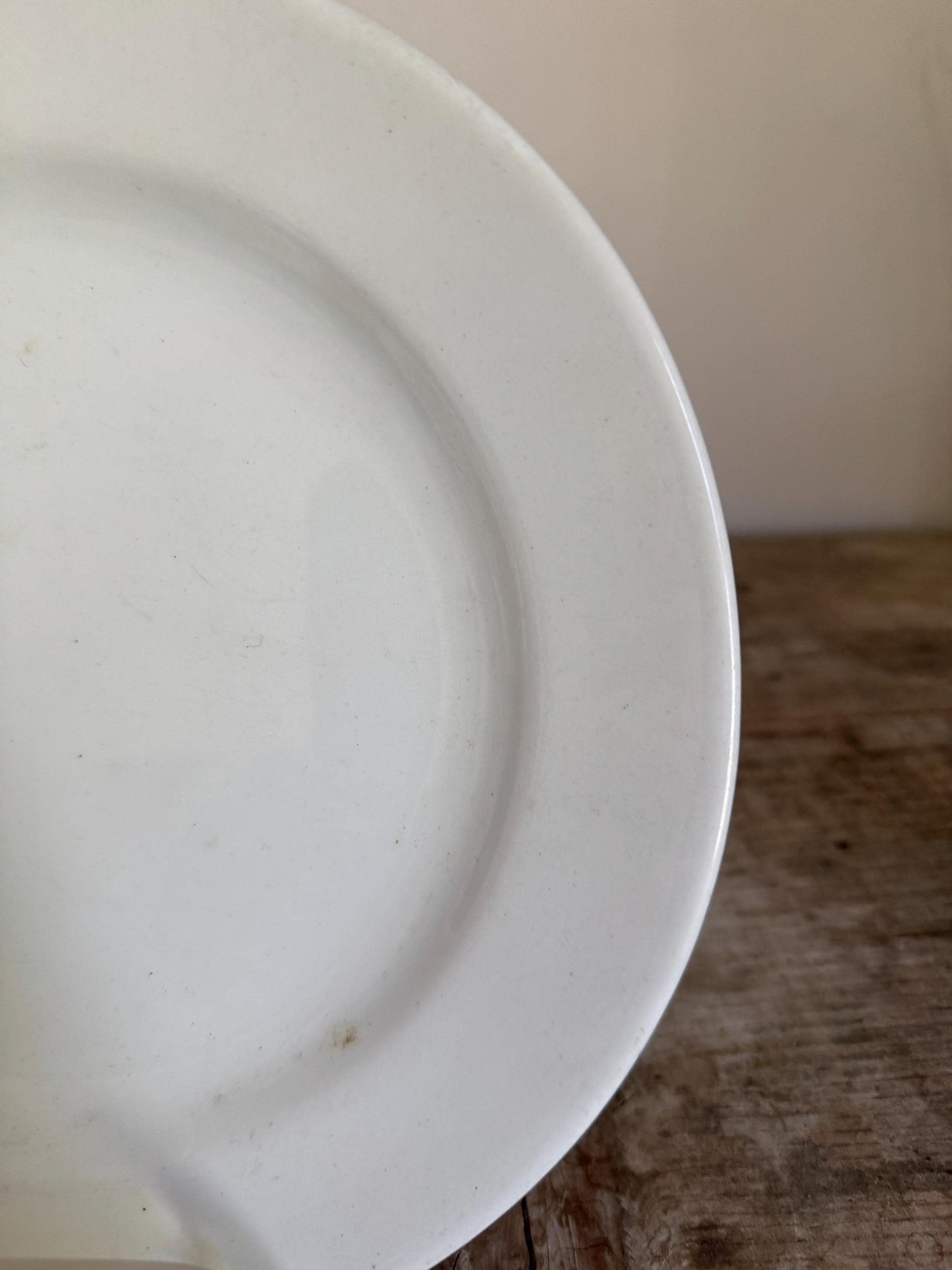 Antique J&G Meakin Hanley Ironstone White Ironstone Crazing 10" Chunky Plate Dinner Serving Piece
