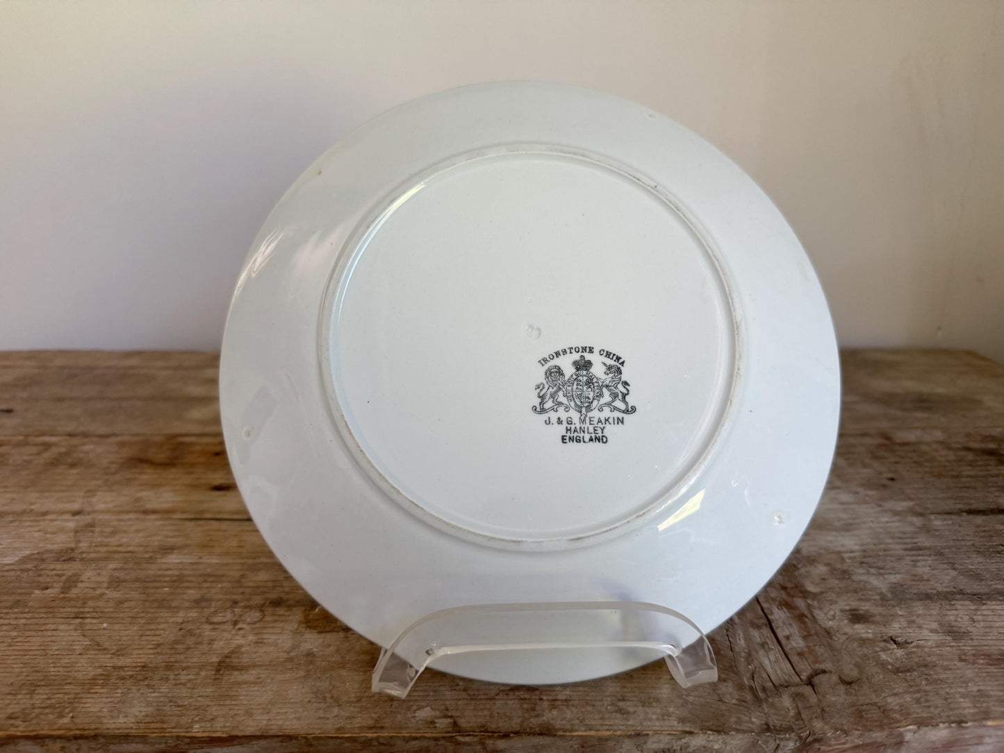 Antique J&G Meakin Hanley Ironstone White Ironstone Crazing 10" Chunky Plate Dinner Serving Piece