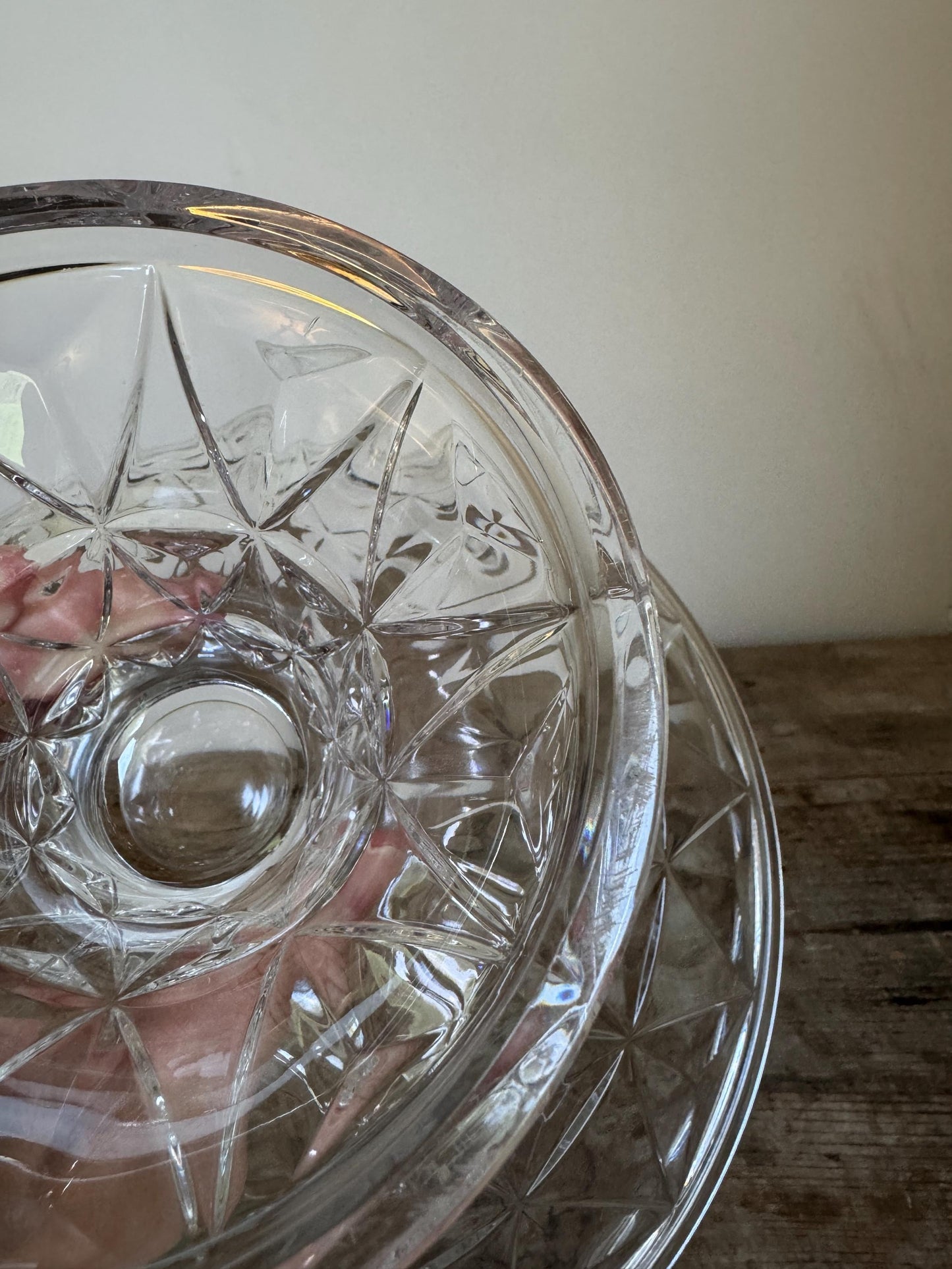 Vintage Towle Lead Crystal Diamond Fruit Compote Bowl Plate Small Serving Piece