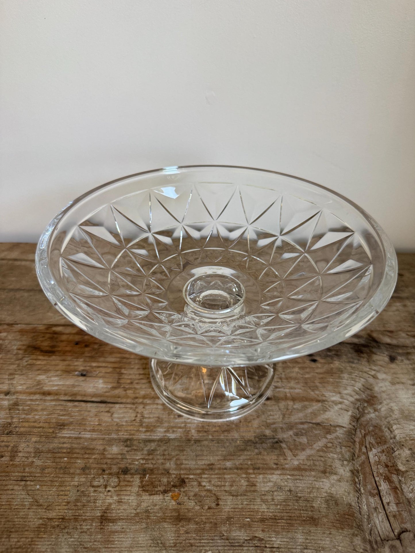 Vintage Towle Lead Crystal Diamond Fruit Compote Bowl Plate Small Serving Piece