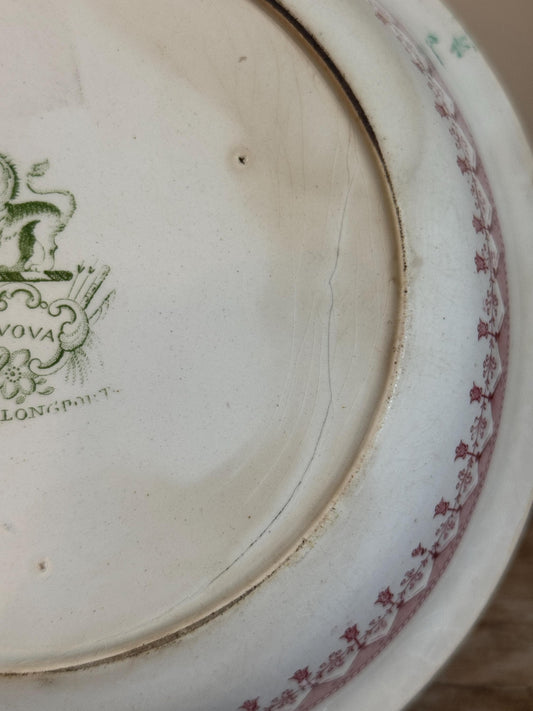 Antique T. Mayer Longport Canova Pink Green Transferware Bowl