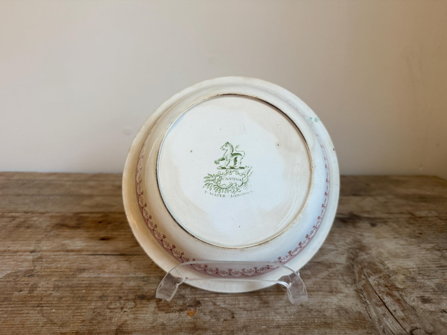 Antique T. Mayer Longport Canova Pink Green Transferware Bowl
