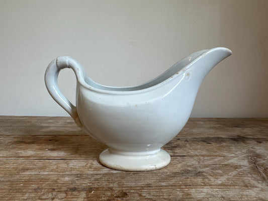 Pankhurst & Co England White Creamer Gravy Boat Serving Antique Distressed Ironstone 1800s