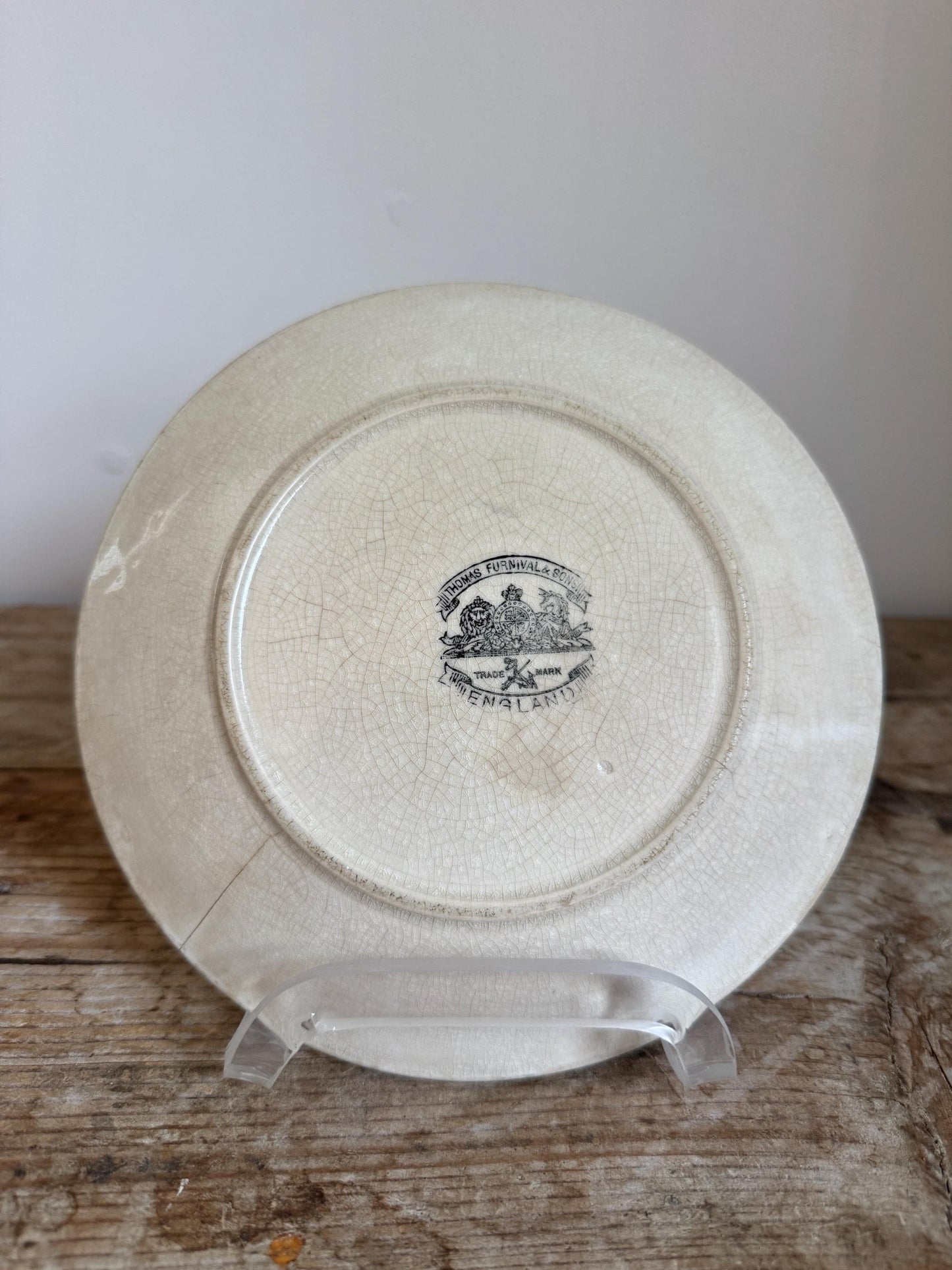 Antique Thomas Furnival Ironstone White Ironstone Crazing Chunky Plate Dinner Lunch Serving Piece