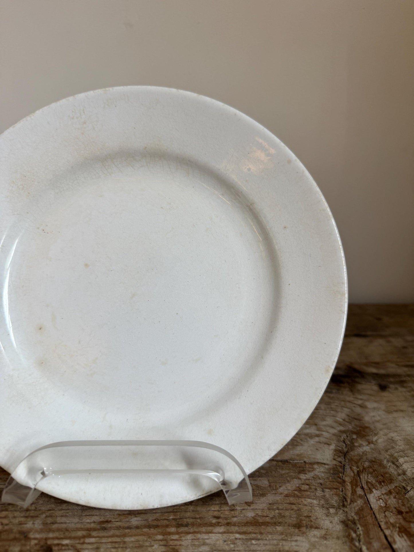 Antique Thomas Furnival Ironstone White Ironstone Crazing Chunky Plate Dinner Lunch Serving Piece