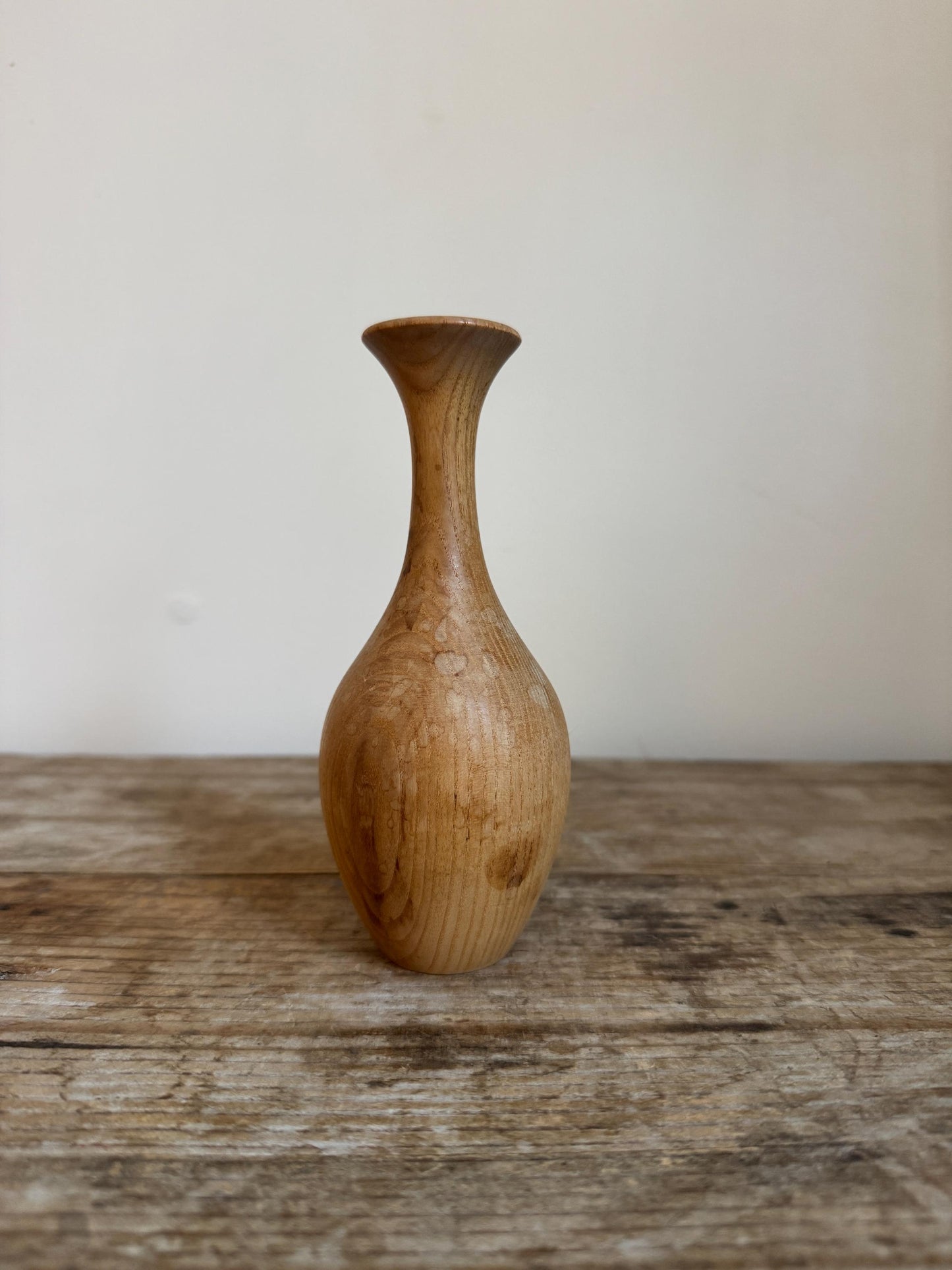 Natural Light Brown Wood Ash Taper Vase Bud Flower Vintage