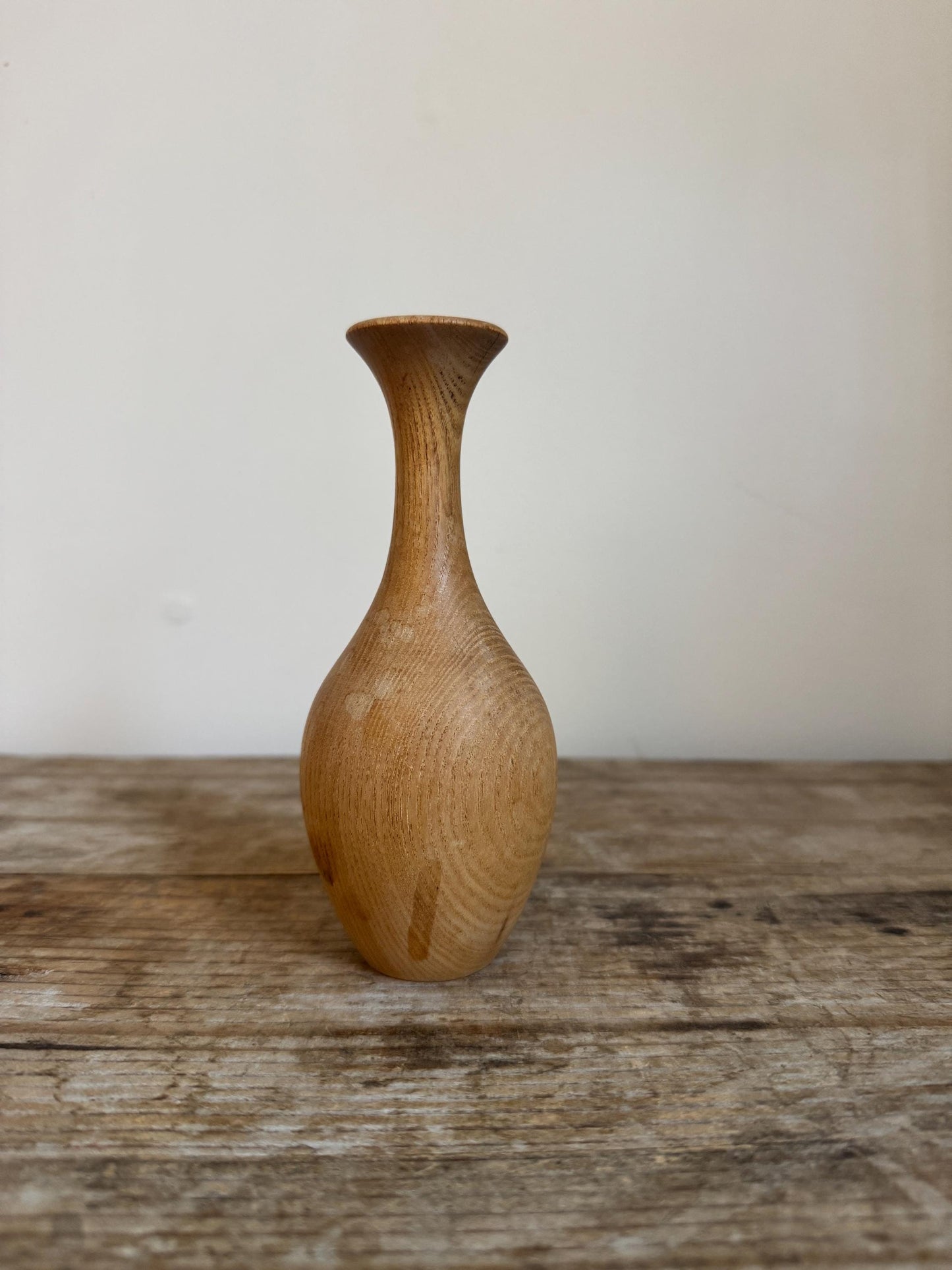 Natural Light Brown Wood Ash Taper Vase Bud Flower Vintage
