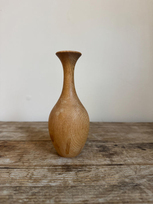 Natural Light Brown Wood Ash Taper Vase Bud Flower Vintage
