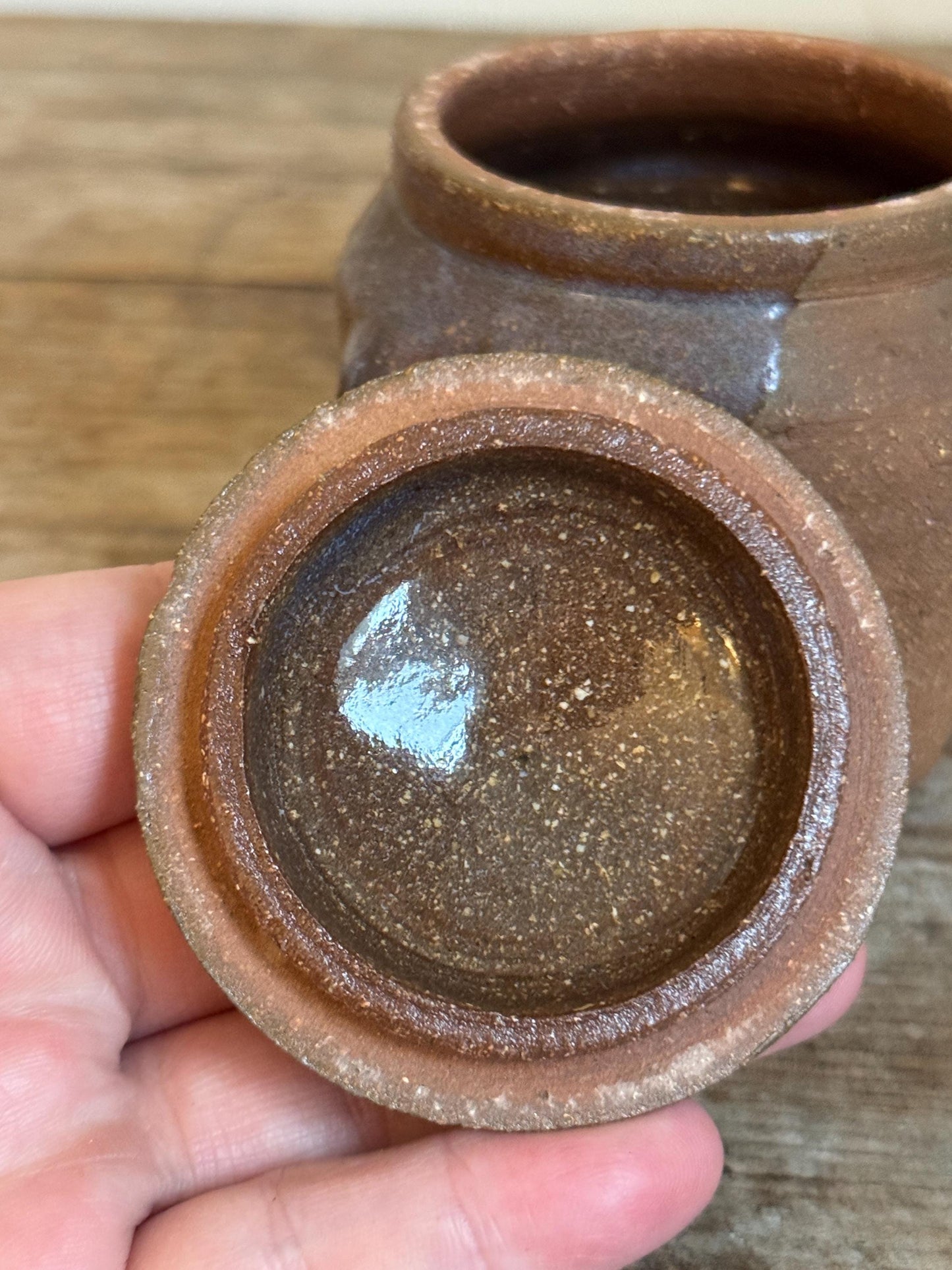 Vintage Lidded Brown Container Vessel Studio Top Pottery Natural Earth Tone