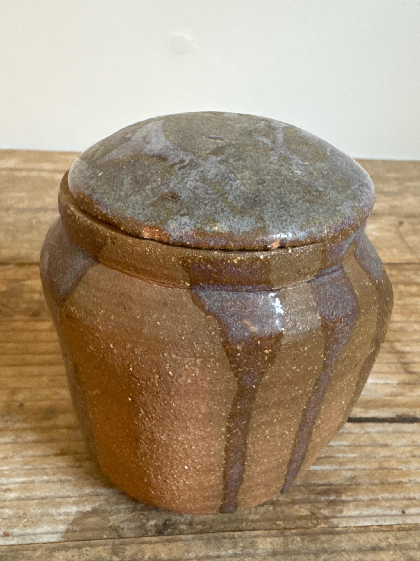Vintage Lidded Brown Container Vessel Studio Top Pottery Natural Earth Tone
