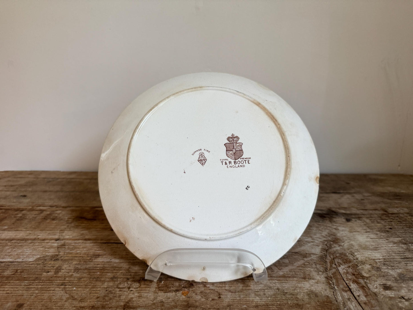 T&R Boote Antique Summer Time Brown Ironstone Plate Transferware Dinner