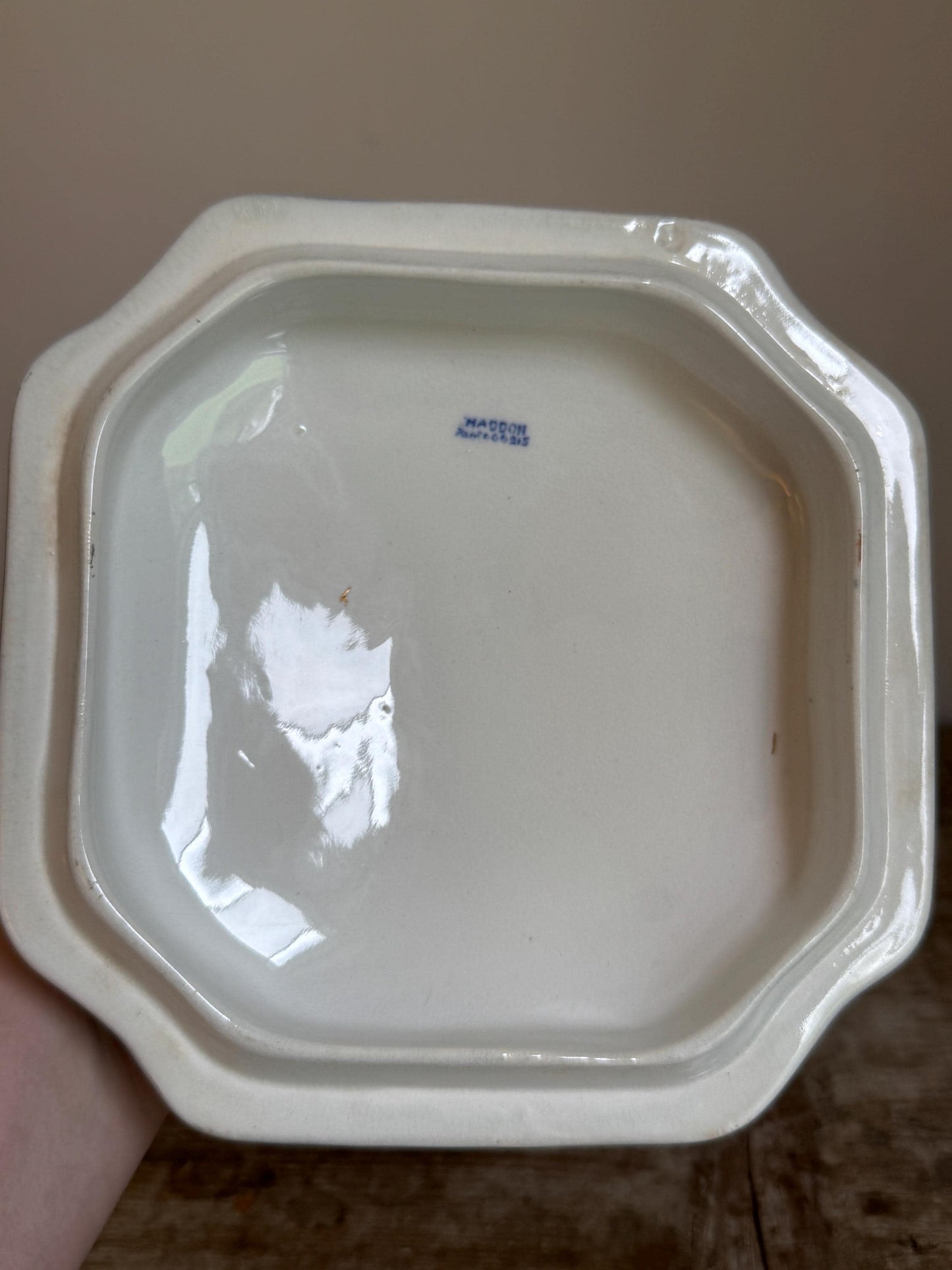 Antique Burgess & Leigh Haddon Burleighware Covered Flow Blue Ironstone Covered Vegetable Dish Tureen