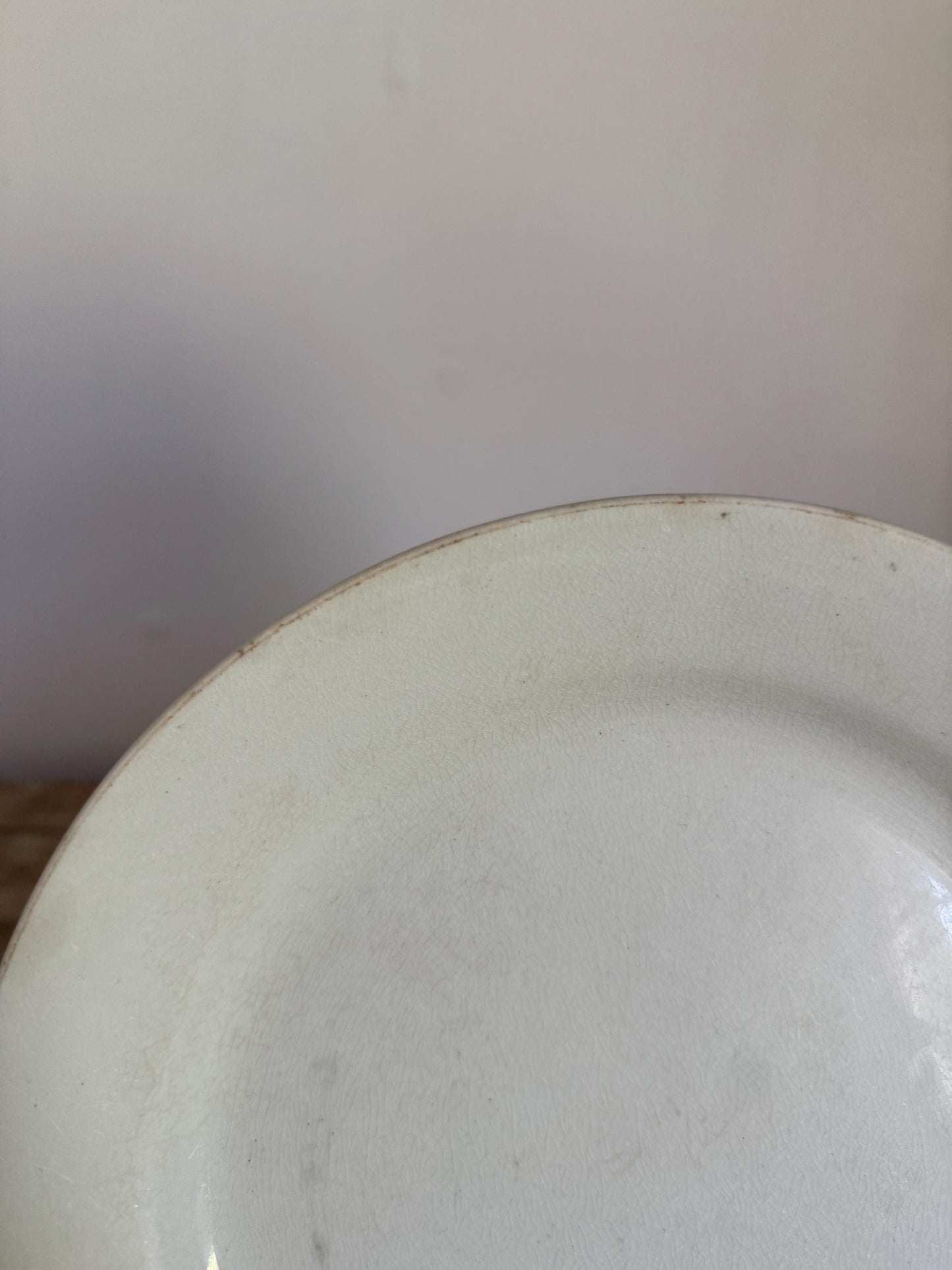Antique Mellor Taylor Co. Ironstone White Ironstone Crazing 10" Chunky Plate Dinner Serving Piece