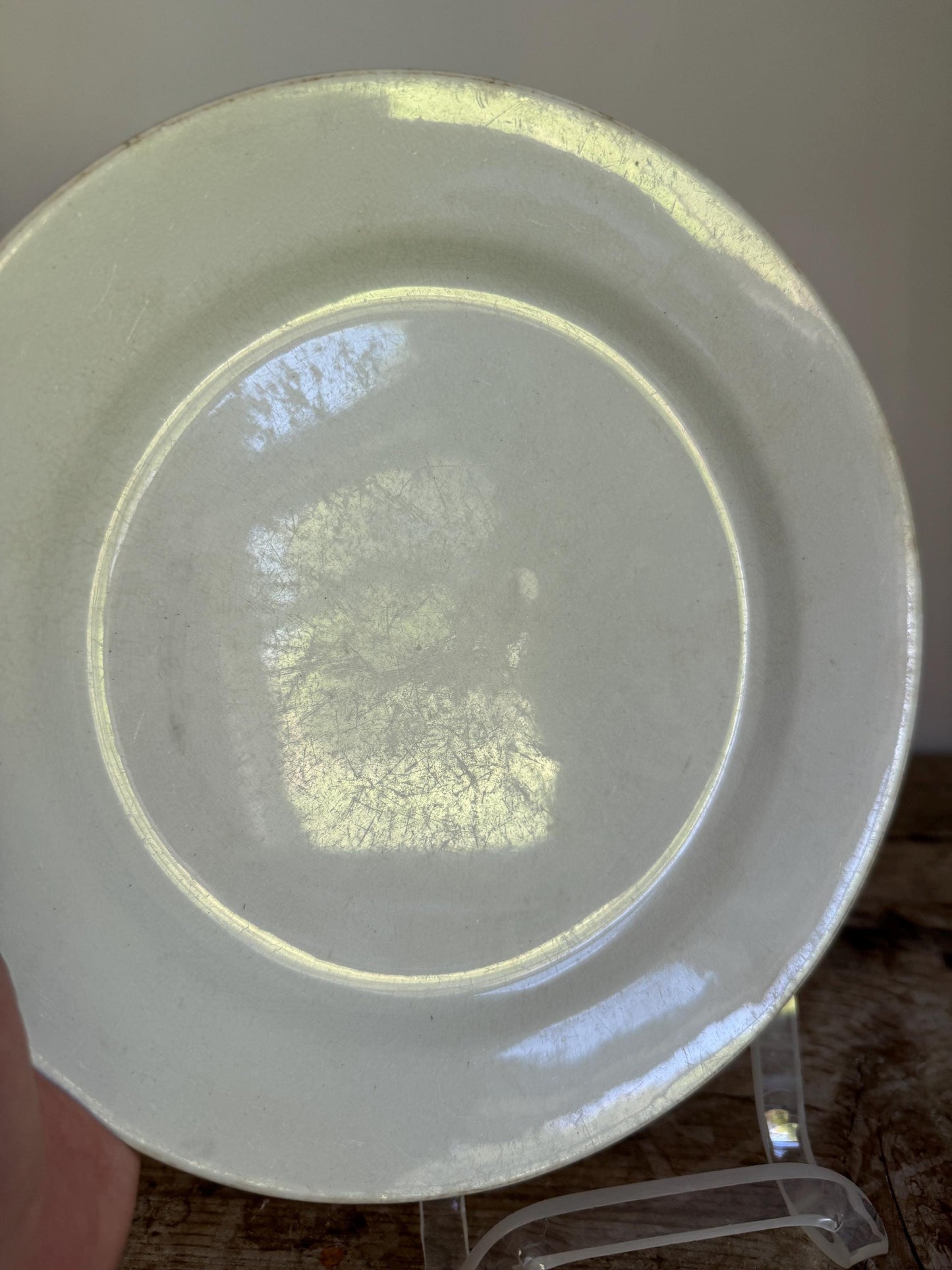 Antique Mellor Taylor Co. Ironstone White Ironstone Crazing 10" Chunky Plate Dinner Serving Piece