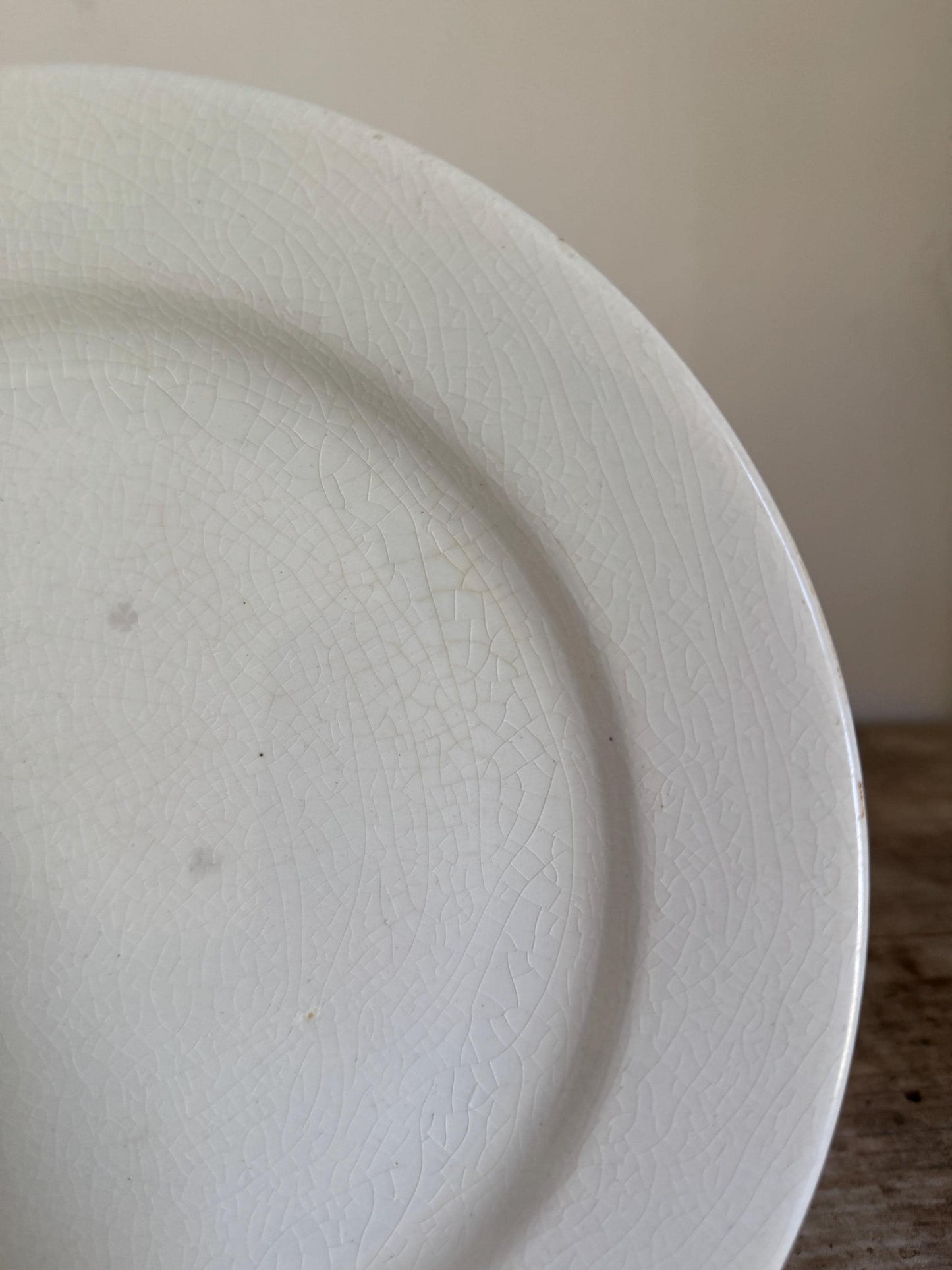 Antique Imperial Cockson & Seddon Ironstone White Ironstone Crazing Chunky Plate