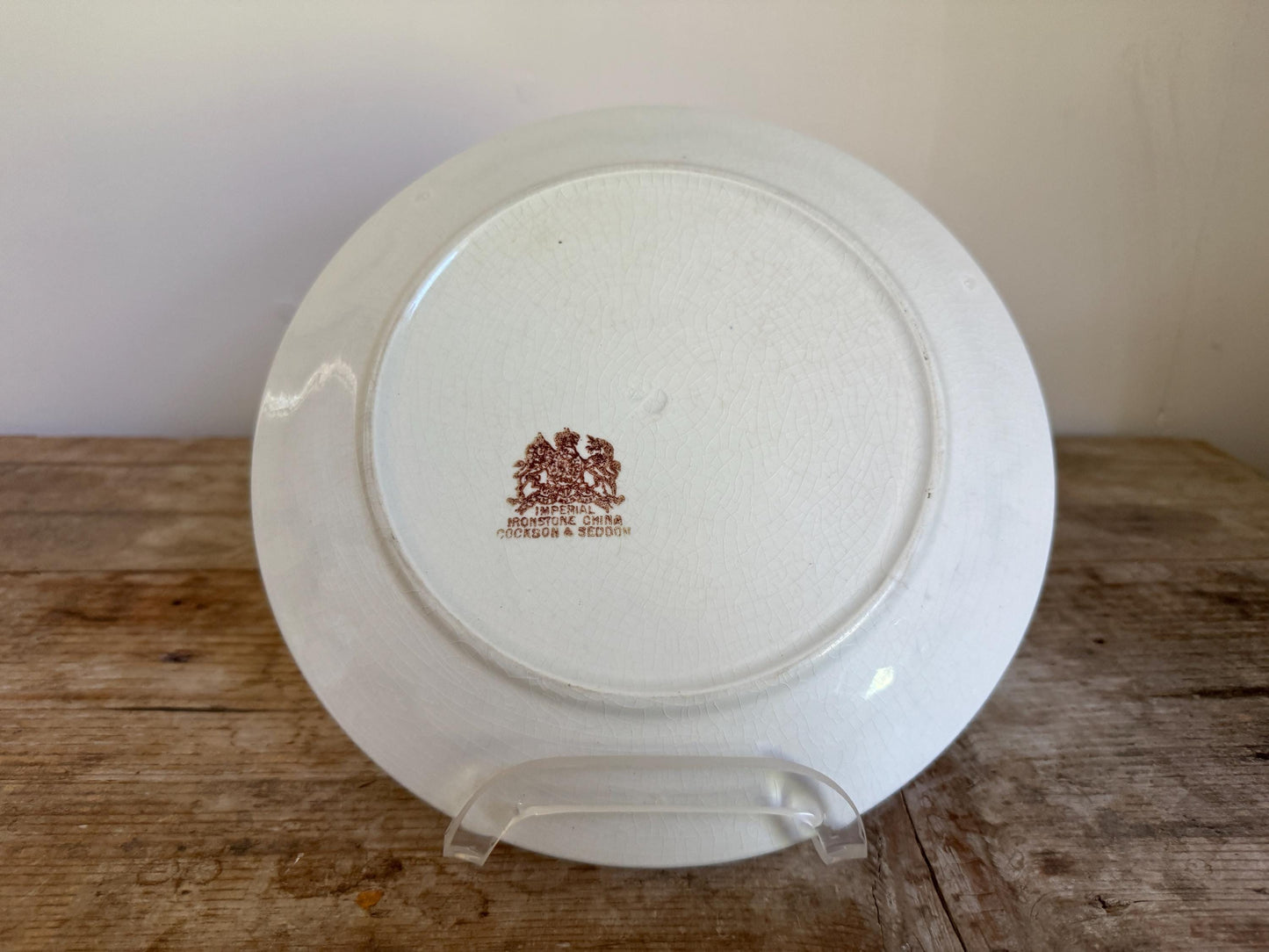 Antique Imperial Cockson & Seddon Ironstone White Ironstone Crazing Chunky Plate