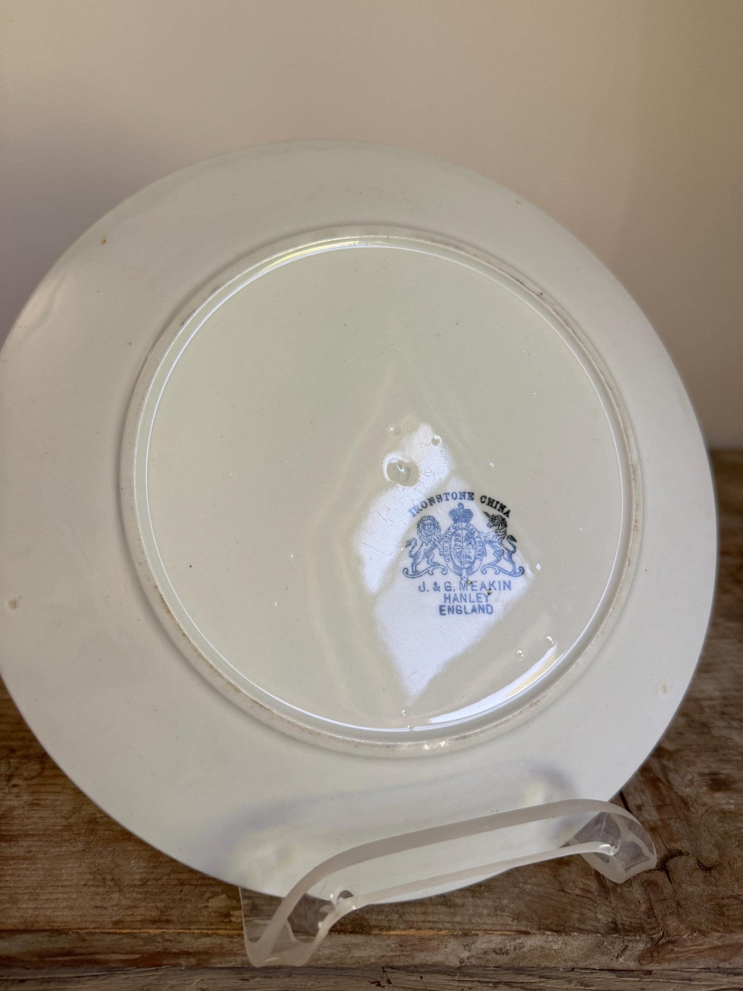 Antique J&G Meakin Hanley Ironstone White Ironstone Crazing 10" Chunky Plate Dinner Serving Piece