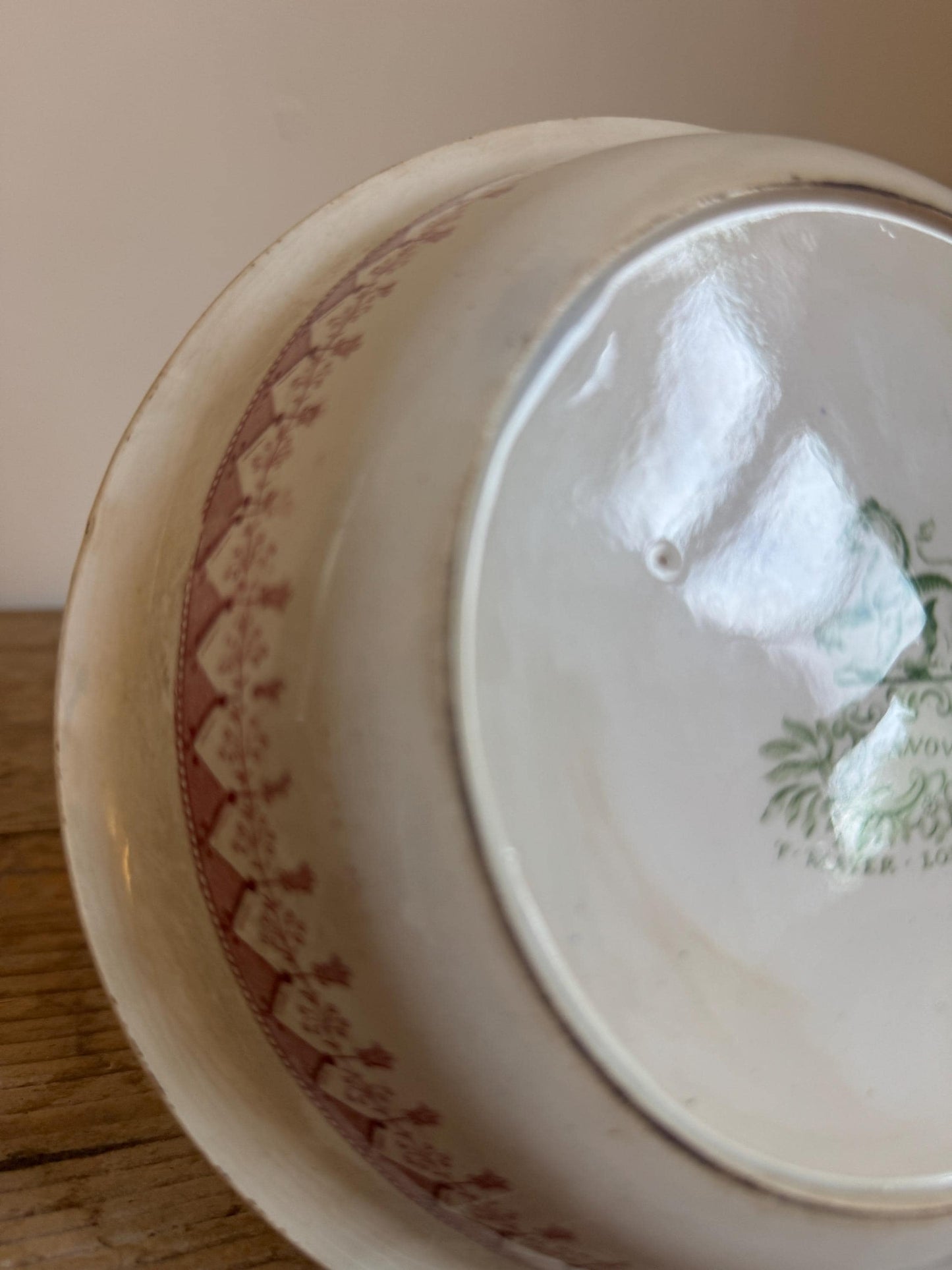 Antique T. Mayer Longport Canova Pink Green Transferware Bowl