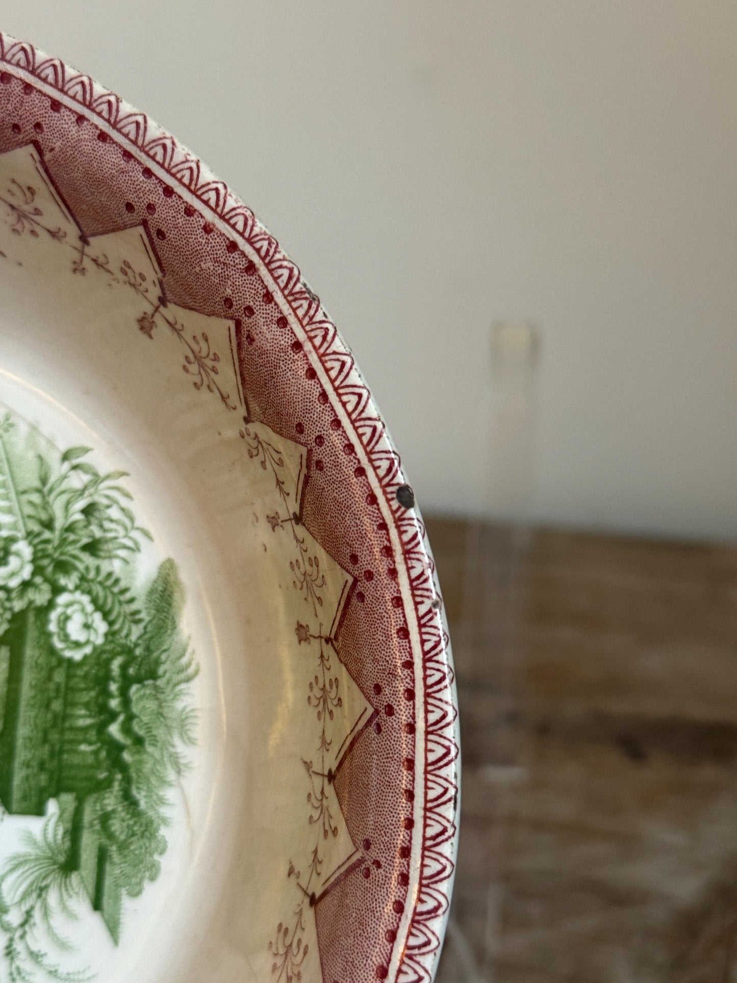 Antique T. Mayer Longport Canova Pink Green Transferware Bowl