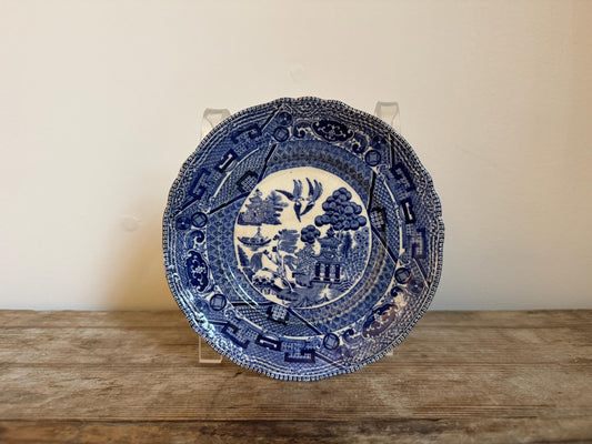 Antique 6" Dessert Plate Buffalo Pottery 1907 Blue Willow White Transferware Royal Tudor Ware