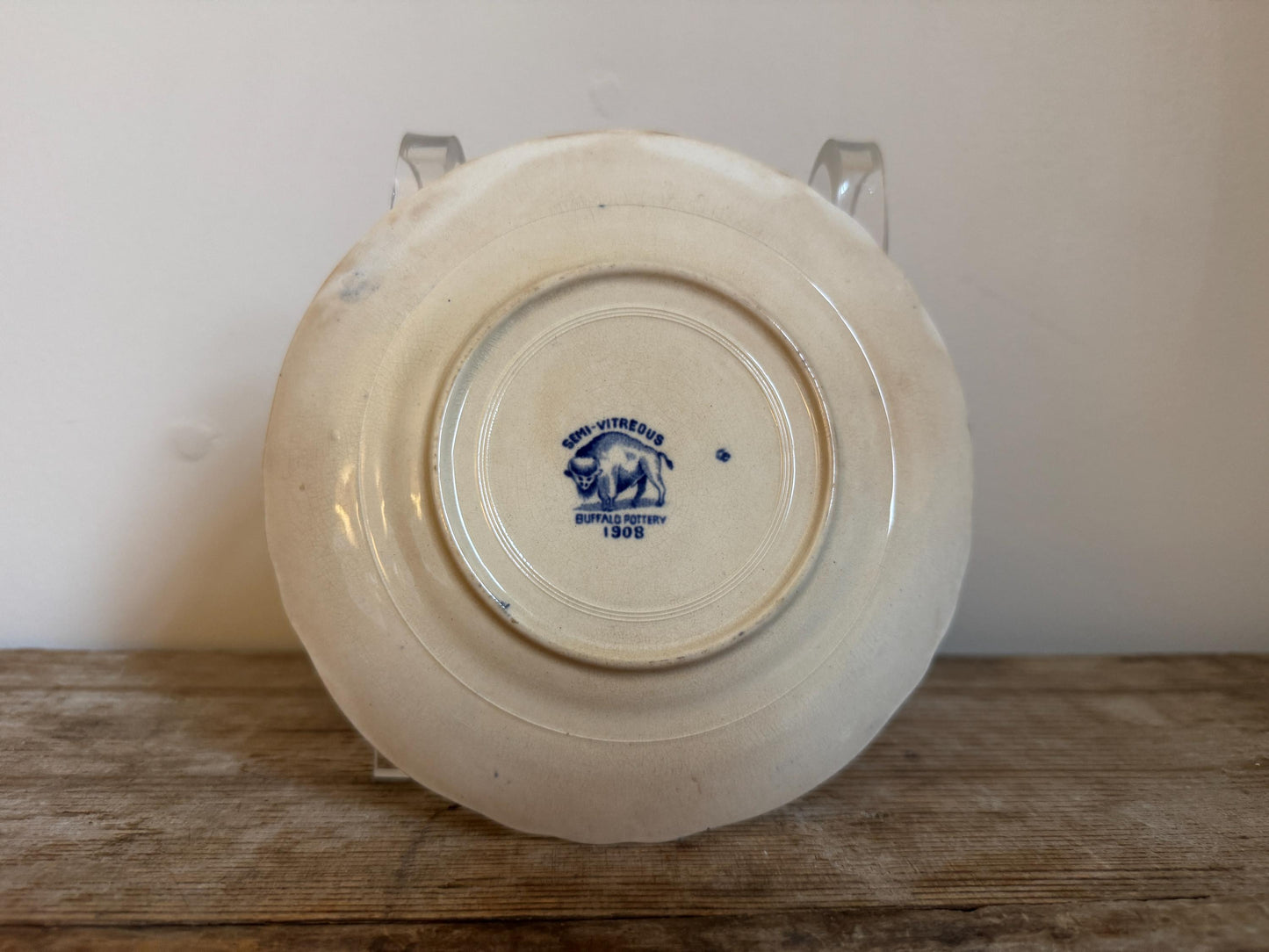 Antique 6" Dessert Plate Buffalo Pottery 1907 Blue Willow White Transferware Royal Tudor Ware