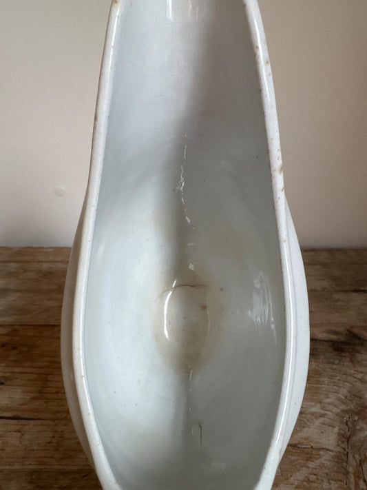 Pankhurst & Co England White Creamer Gravy Boat Serving Antique Distressed Ironstone 1800s