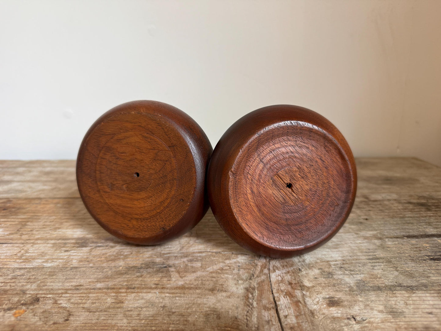 Vintage Wood Turned Candle Stick Holders Tapers Set of 2