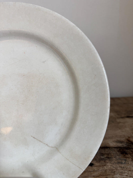 Antique Thomas Furnival Ironstone White Ironstone Crazing Chunky Plate Dinner Lunch Serving Piece