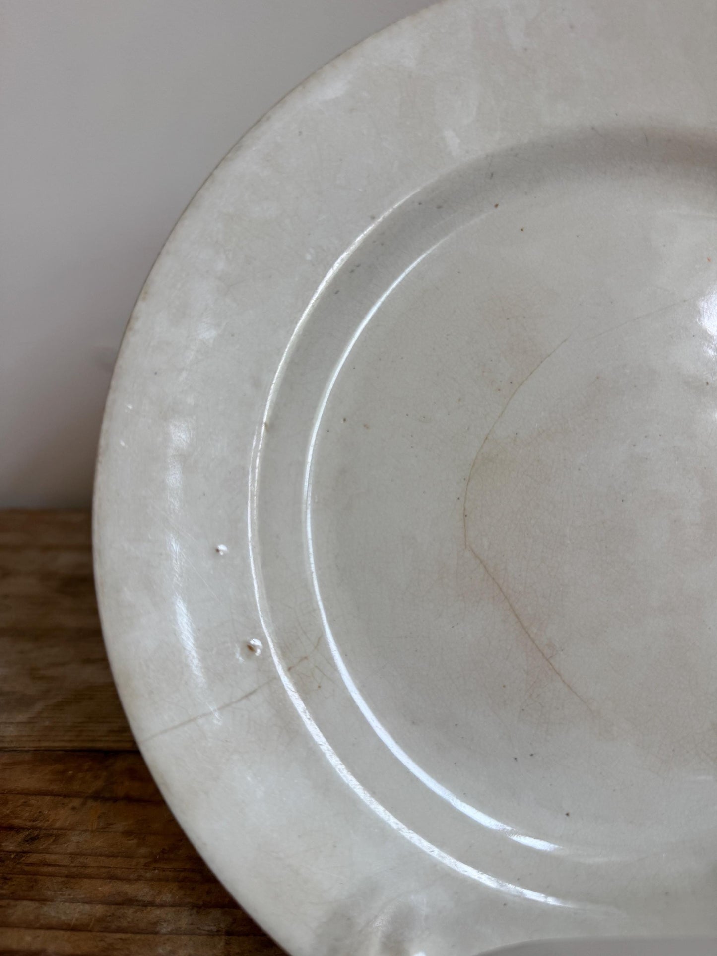 Antique Thomas Furnival Ironstone White Ironstone Crazing Chunky Plate Dinner Lunch Serving Piece