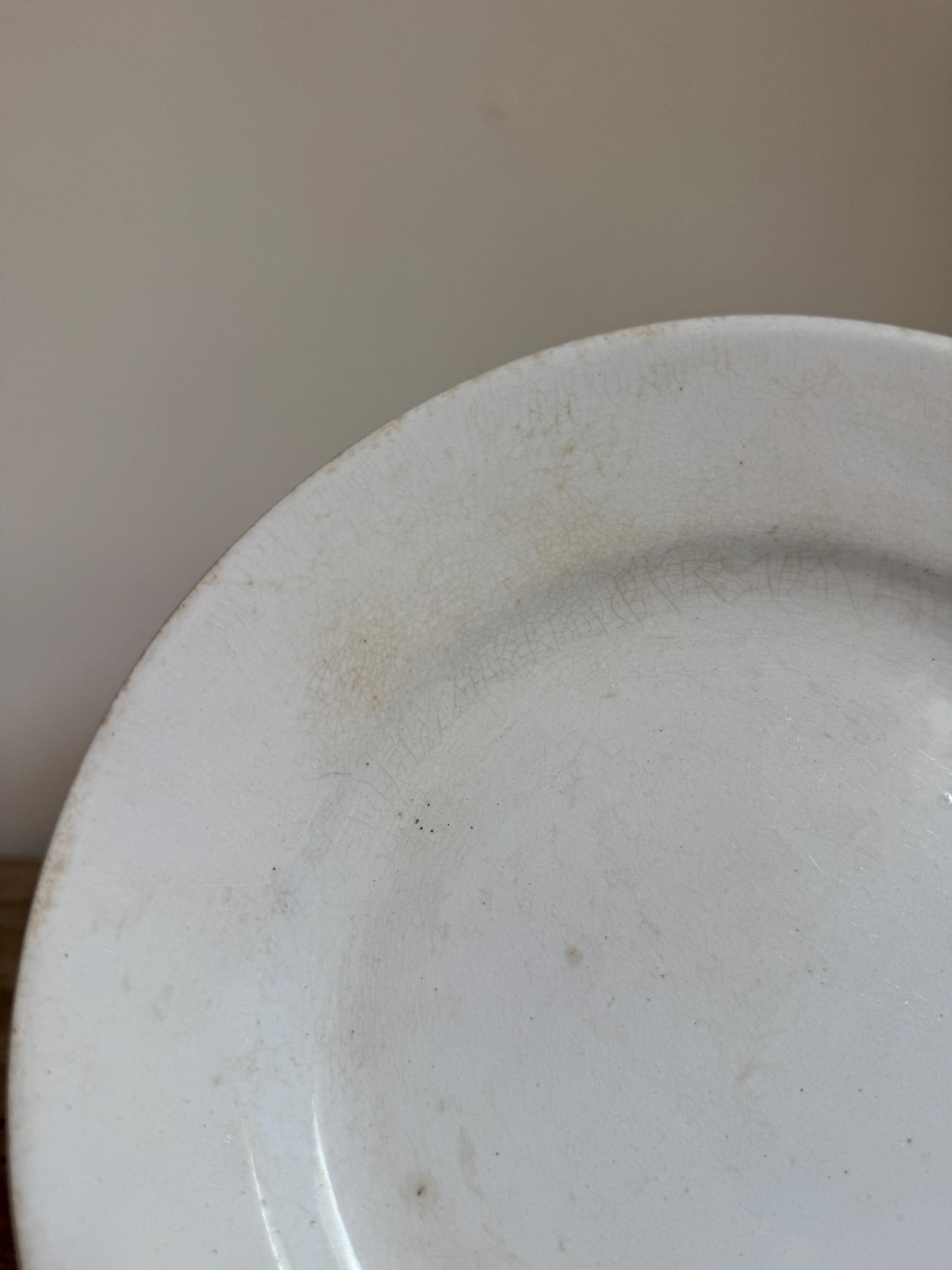 Antique Thomas Furnival Ironstone White Ironstone Crazing Chunky Plate Dinner Lunch Serving Piece