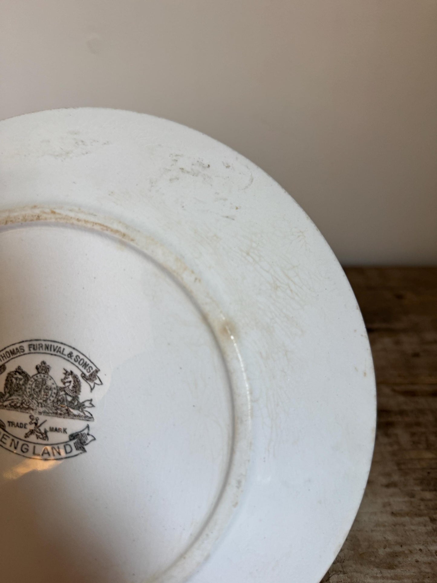 Antique Thomas Furnival Ironstone White Ironstone Crazing Chunky Plate Dinner Lunch Serving Piece