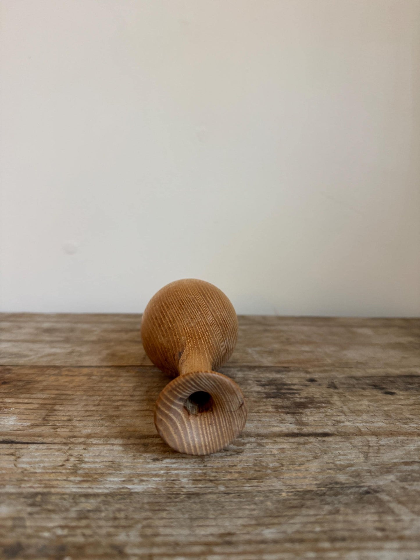 Natural Light Brown Wood Ash Taper Vase Bud Flower Vintage