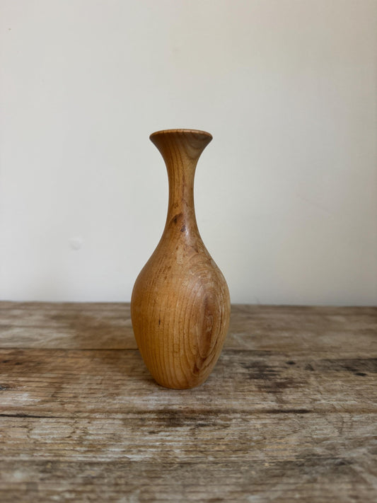 Natural Light Brown Wood Ash Taper Vase Bud Flower Vintage